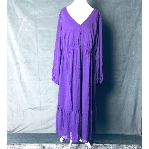 New Torrid Purple Clip Dot Chiffon Midi Dress Women's 2X /18-20 Plus Whimsygoth - Picture 2 of 15